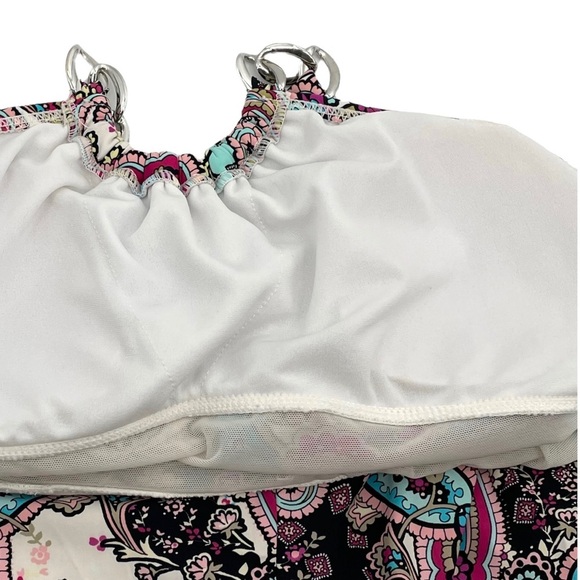 Love Your Assets Spanx One-Piece Swimsuit Halter Neck Chain Detail Paisley | M - Picture 9 of 9